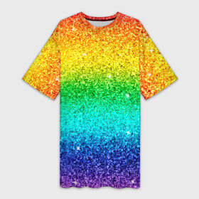 Платье-футболка 3D с принтом Блестки радуга в Кировске,  |  | блеск | блестки | блестяшки | радуга | разноцветные