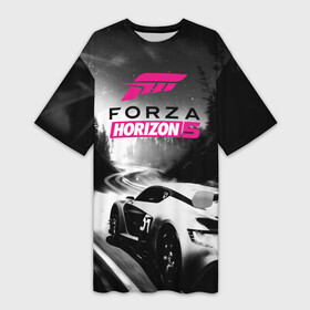 Платье-футболка 3D с принтом Forza Horizon 5  night race в Кировске,  |  | arcade racing simulator | car | forza horizon | forza horizon  5 | logo | night | pc game | race | sports | автомобиль | аркадный гоночный симулятор | гонка | компьютерная игра | логотип | ночь | спортивный