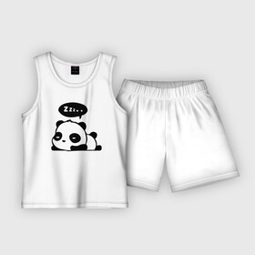 Детская пижама с шортами хлопок с принтом Маленький прикольный медвежонок в Кировске,  |  | muzzle | panda | paws | teddy bear | лапы | медвежонок | мордочка | панда