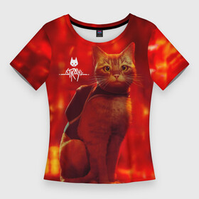 Женская футболка 3D Slim с принтом The Stray  Кот бродяга в огненных тонах в Кировске,  |  | Тематика изображения на принте: b 12 | cat | kitty | stray | б 12 | бродяга | бэ 12 | кот | стрей | стрэй