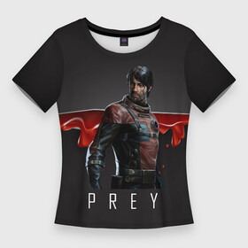 Женская футболка 3D Slim с принтом Prey разрезанный пополам в Кировске,  |  | horror | prey | space | космический корабль | космос | прей | прэй | страшная игра | ужастик | шутер