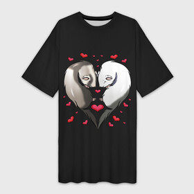 Платье-футболка 3D с принтом ДЕНЬ СВЯТОГО ВАЛЕНТИНА  ВЛЮБЛЁННЫЕ ХОРЬКИ в Кировске,  |  | cat | day | heart | love | romantic | valentine | valentines | амур | валентина | влюбленные | влюбленных | всех | день | кот | котейка | кошечка | кошка | любовь | романтика | романтичность | святого | сердечки | сердечко