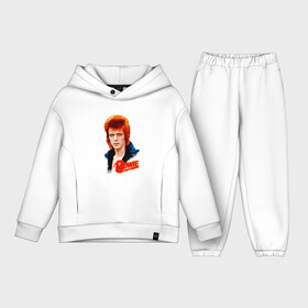 Детский костюм хлопок Oversize с принтом David Bowie | Blue Jacket в Кировске,  |  | 70е | bowie | david bowie | roc n roll | starman | ziggy stardust | боуи | дэвид боуи | зигги стардаст | музыка | рок н ролл | стармэн