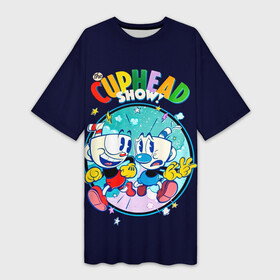 Платье-футболка 3D с принтом Cuphead Show  Шоу чашека в Кировске,  |  | cuphead | cuphead show | капхед | капхед и магмен | капхед шоу | кружек | магмен | чашек | шоу капхед | шоу чашека | шоу чашечка | шоу чашка