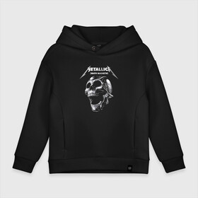 Детское худи Oversize хлопок с принтом Metallica   Death Magnetic в Кировске, френч-терри — 70% хлопок, 30% полиэстер. Мягкий теплый начес внутри —100% хлопок | боковые карманы, эластичные манжеты и нижняя кромка, капюшон на магнитной кнопке | death | hype | jaw | magnetic | metal | metallica | skull | teeth | thrash metal | usa | зубы | магнетизм | пасть | сша | трэш метал | хайп | череп