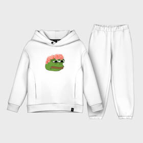 Детский костюм хлопок Oversize с принтом пепе 2023 в Кировске,  |  | frog | pepe | pepe the frog | даб | лягушка | мем | меме | мемнось | пепе