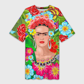 Платье-футболка 3D с принтом Фрида Кало Мексика Художник Феминист 3D в Кировске,  |  | 8 марта | frida kahlo | self portrait | selfi | автопортрет | живопись | живоптсец | мексика | селфи | феминизм | феминист | феминистка | фрида кало | художница