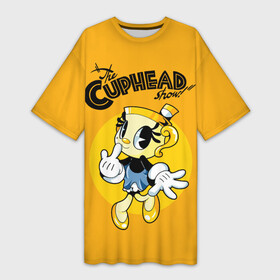 Платье-футболка 3D с принтом The Cuphead show  Chalice в Кировске,  |  | adventure | cartoon | chalice | cup in a skirt | cuphead | show cup | the cuphead show | мультфильм | приключения | чаша | чашка в юбке | шоу чашека