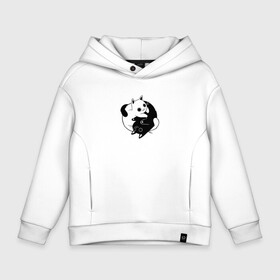 Детское худи Oversize хлопок с принтом Yin Yang Black And White Cats в Кировске, френч-терри — 70% хлопок, 30% полиэстер. Мягкий теплый начес внутри —100% хлопок | боковые карманы, эластичные манжеты и нижняя кромка, капюшон на магнитной кнопке | Тематика изображения на принте: белый | ин ян | инь нь | китайский | кот | котенок | котик | кошка | милый | противоположности | черный | японский