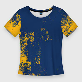 Женская футболка 3D Slim с принтом ПЯТНИСТАЯ ТЕКСТУРА  ГРАНЖ в Кировске,  |  | abstract | grunge | texture | абстракция | гранж | желто синий | желтый | лузга | пятна | синий | старая | текстура | шпаклевка | щелуха