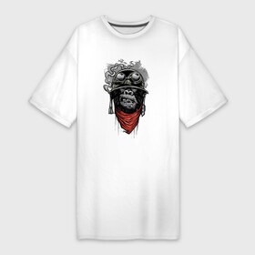 Платье-футболка хлопок с принтом Горилла  Крутой перец в Кировске,  |  | fangs | gorilla | helmet | hype | jaw | muzzle | smoke | горилла | дым | клыки | нос | очки | пасть | хайп | шлем