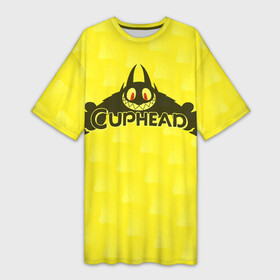 Платье-футболка 3D с принтом Cuphead showThe DevilШоу чашечка в Кировске,  |  | cuphead | show | the devil | дьявол | чашечка | шоу