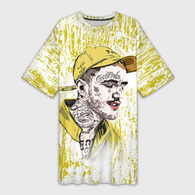 Платье-футболка 3D с принтом Lil Peep CryBaby Yellow Лил Пип в Кировске,  |  | crybaby | girl | grunge | lil | music | peep | retro | rip | rock | skull | tatoo | аниме | гранж | лил | музыка | надпись | пип | плакса | полосы | реп | розовый | рэп | тату | цыпленок | череп | эмо