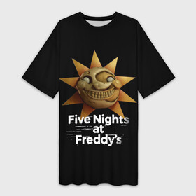 Платье-футболка 3D с принтом Five Nights at Freddy s: Security Breach Воспитатель (Daycare Attendant) в Кировске,  |  | 5 ночей с фредди | daycare attendant | five nights at freddys | аниматроники | воспитатель | игра | компьютерная игра | солнце | фредди | фреди