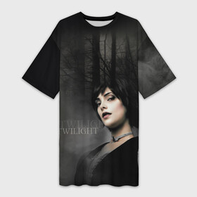 Платье-футболка 3D с принтом Alice Cullen в Кировске,  |  | Тематика изображения на принте: вампир | девушка | дым | лет | надпись | персонаж | сумерки | туман | элис
