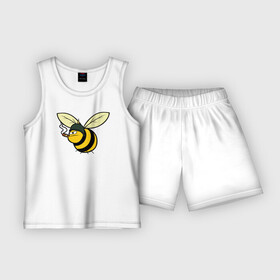 Детская пижама с шортами хлопок с принтом Пчелка в каске с сигарой в Кировске,  |  | bee | каска | пчела | пчелка