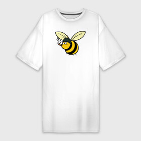 Платье-футболка хлопок с принтом Пчелка в каске с сигарой в Кировске,  |  | Тематика изображения на принте: bee | каска | пчела | пчелка