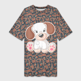 Платье-футболка 3D с принтом Маленькая белая собачка в Кировске,  |  | маленький | пес | песик | собака | собачка