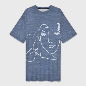 Платье-футболка 3D с принтом Лицо Мира Пабло Пикассо 3D в Кировске,  |  | no war | peace | голубь | за мир | лицо | мир | мира | нет войне | пабло пикассо | пикассо