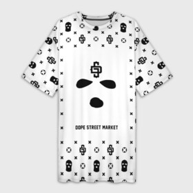 Платье-футболка 3D с принтом Узор White Phantom Ski Mask (Dope Street Market) в Кировске,  |  | dope | балаклава | камуфляж | модные | узор | хайп | шмот