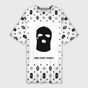 Платье-футболка 3D с принтом Узор White Ski Mask (Dope Street Market) в Кировске,  |  | балаклава | модные | узор | хайп | шмот