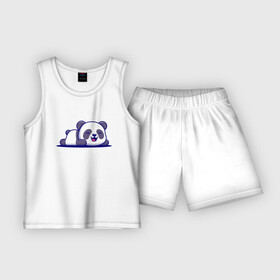 Детская пижама с шортами хлопок с принтом Милашка панда  Cutie panda в Кировске,  |  | bear | cutie | panda | paws | smile | лапы | медведь | милашка | панда | улыбка