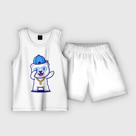 Детская пижама с шортами хлопок с принтом Cool panda  Dab в Кировске,  |  | bear | dab | eyes | muzzle | smile | глаза | медведь | мордочка | очки | улыбка