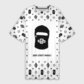 Платье-футболка 3D с принтом Узор White Dope Ski Mask (Dope Street Market) в Кировске,  |  | балаклава | модные | узор | хайп | шмот