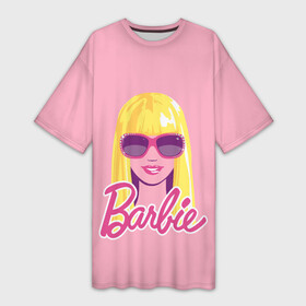 Платье-футболка 3D с принтом Barbie Sunglasses в Кировске,  |  | barbara | barbie | beauty | doll | girl | idol | perfect | pink | pop | toy | usa | woman | барбара | барби | девушка | игрушка | кукла | попидол | розовый | силуэт | сша