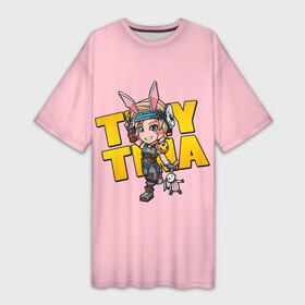 Платье-футболка 3D с принтом Чиби Тина  Tiny Tina s в Кировске,  |  | borderlands | bunny | chibi | dragon | girl | keep | mask | on | tina | tinas | tiny | wonderlands | девочка | дракона | игрушка | кролик | маленькая | маска | подземелье | тина | чиби