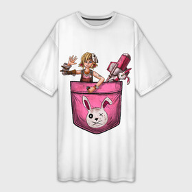 Платье-футболка 3D с принтом Тина в кармане  Tiny Tina s в Кировске,  |  | borderlands | bunny | dragon | girl | keep | mask | on | rocket | tina | tinas | tiny | wonderlands | в | девочка | дракона | игрушка | карман | кармане | кролик | маленькая | маска | подземелье | ракета | розовый | тина