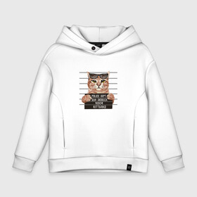 Детское худи Oversize хлопок с принтом Bad Cat кот плохиш в Кировске, френч-терри — 70% хлопок, 30% полиэстер. Мягкий теплый начес внутри —100% хлопок | боковые карманы, эластичные манжеты и нижняя кромка, капюшон на магнитной кнопке | bad | cat | kitty | кот | кот в очках