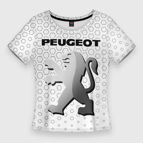 Женская футболка 3D Slim с принтом PEUGEOT  Соты в Кировске,  |  | auto | logo | moto | peugeot | symbol | авто | автомобиль | гонки | знак | лого | логотип | логотипы | марка | машина | мото | пежо | символ | символы | соты