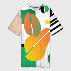 Платье-футболка 3D с принтом Фруктовые градиенты в Кировске,  |  | color blocks | абстракция | геометрический | крупный рисунок | фрукты