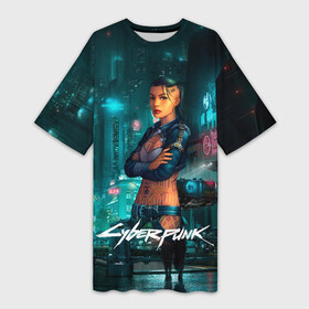 Платье-футболка 3D с принтом Vi cyberpunk2077 Ви в Кировске,  |  | 2077 | cyberpunk | cyberpunk 2077 | judy | night city | vi | ви | джуди | жуди | кибер | киберпанк | найтсити | панк