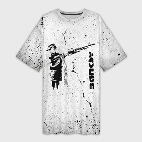 Платье-футболка 3D с принтом BANKSY  БЭНКСИ мальчик с оружием в Кировске,  |  | banksy | автомат | арт | бенкси | бэнкси | граффити | картина | мальчик | мальчик с автоматом | оружие | парень | роберт | робин бэнкс | робин ганнингхем | стрит арт | творчество | художник