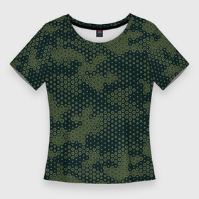 Женская футболка 3D Slim с принтом Абстрактный геометрический зеленый камуфляж в Кировске,  |  | 23 февраля | camouflage | military | абстракция | армия | боец | военный камуфляж | воин | война | геометрия | день защитника отечества | камуфляж | маскировка | масхалат | математика | милитари | охота | охрана