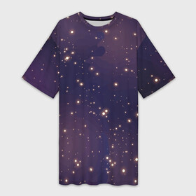 Платье-футболка 3D с принтом Звездное ночное небо. Галактика. Космос. в Кировске,  |  | блестки | вселенная | галактика | день космонавтики | желтый | звездное небо | звезды | звезды в космосе | звезды на небе | золото | золотой | космические просторы | космос | ночное небо | ночь | свет