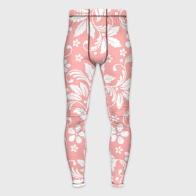 Мужские тайтсы 3D с принтом Белый цветочный узор в Кировске,  |  | fashion | flowers | pink | provence | vintage | абстрактный узор | белые цветы | белый узор | бутоны | ветки | винтаж | винтажный стиль | кружева | лепестки | нежные цветы | орнамент | пастельный | прованс