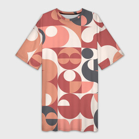 Платье-футболка 3D с принтом Геометрический орнамент оранж в Кировске,  |  | Тематика изображения на принте: инь | круги | сердце | узоры | янь