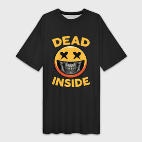 Платье-футболка 3D с принтом Дед Инсайд Смайл в Кировске,  |  | dead | face | ghoul | inside | monster | skull | smile | true | zxc | внутри | гуль | дед | инсайд | лицо | мертвый | монстр | смайл | улыбка | череп | чудовище