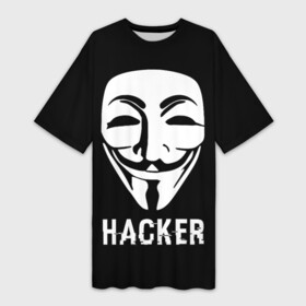 Платье-футболка 3D с принтом HACKER (Маска V) в Кировске,  |  | Тематика изображения на принте: anonymous | guy fawkes | hacker | programmer | vendetta | айтишник | анонимус | бинарный код | вебмастер | вендетта | гай фокс | интернет технологии | информатика | ит специалист | маска v | маска гая фокса | матрица
