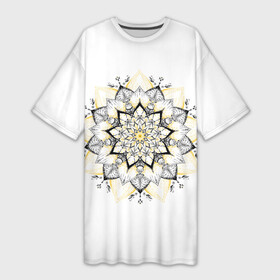 Платье-футболка 3D с принтом Мандала, цветочные мотивы в Кировске,  |  | лотос | растение | символ | узор | цветок