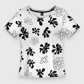 Женская футболка 3D Slim с принтом Кляксы краски в Кировске,  |  | белый | брызги | клякса | краска | пятна | пятно | черно белый | черный