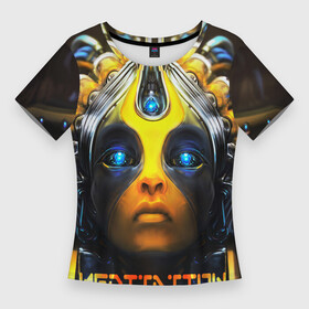 Женская футболка 3D Slim с принтом meditation 2022 в Кировске,  |  | alien | handeyework | meditation | ufo | арт | био робот | будущее | веган | глаза | детские | дух | душа | лицо | медитация | нло | пришелец | робот | с надписью | с роботом | с текстом | уфо | фентази | энергия