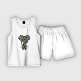 Детская пижама с шортами хлопок с принтом Indian elephant в Кировске,  |  | elephant | indian | mandala | yoga | инди | индийский | орнамент | слон