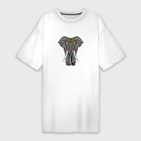 Платье-футболка хлопок с принтом Indian elephant в Кировске,  |  | elephant | indian | mandala | yoga | инди | индийский | орнамент | слон