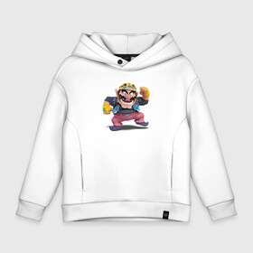 Детское худи Oversize хлопок с принтом Wario   Super Mario в Кировске, френч-терри — 70% хлопок, 30% полиэстер. Мягкий теплый начес внутри —100% хлопок | боковые карманы, эластичные манжеты и нижняя кромка, капюшон на магнитной кнопке | belt | helmet | hero | jaw | super mario | teeth | video game | wario | варио | видеоигра | герой | зубы | очки | пасть | ремень | супер марио | шлем