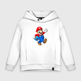 Детское худи Oversize хлопок с принтом Super Mario   Hero в Кировске, френч-терри — 70% хлопок, 30% полиэстер. Мягкий теплый начес внутри —100% хлопок | боковые карманы, эластичные манжеты и нижняя кромка, капюшон на магнитной кнопке | dude | eyes | hero | moustache | super marion | video game | видеоигра | глаза | супер марио | усы | чувак