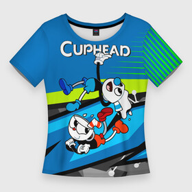 Женская футболка 3D Slim с принтом 2 чашечки cuphead в Кировске,  |  | cuphead | cupheadshow | игра чашки | капхед | капхэд | нетфликс | чашечки | чашка | чашки | шоу | шоу чашечка